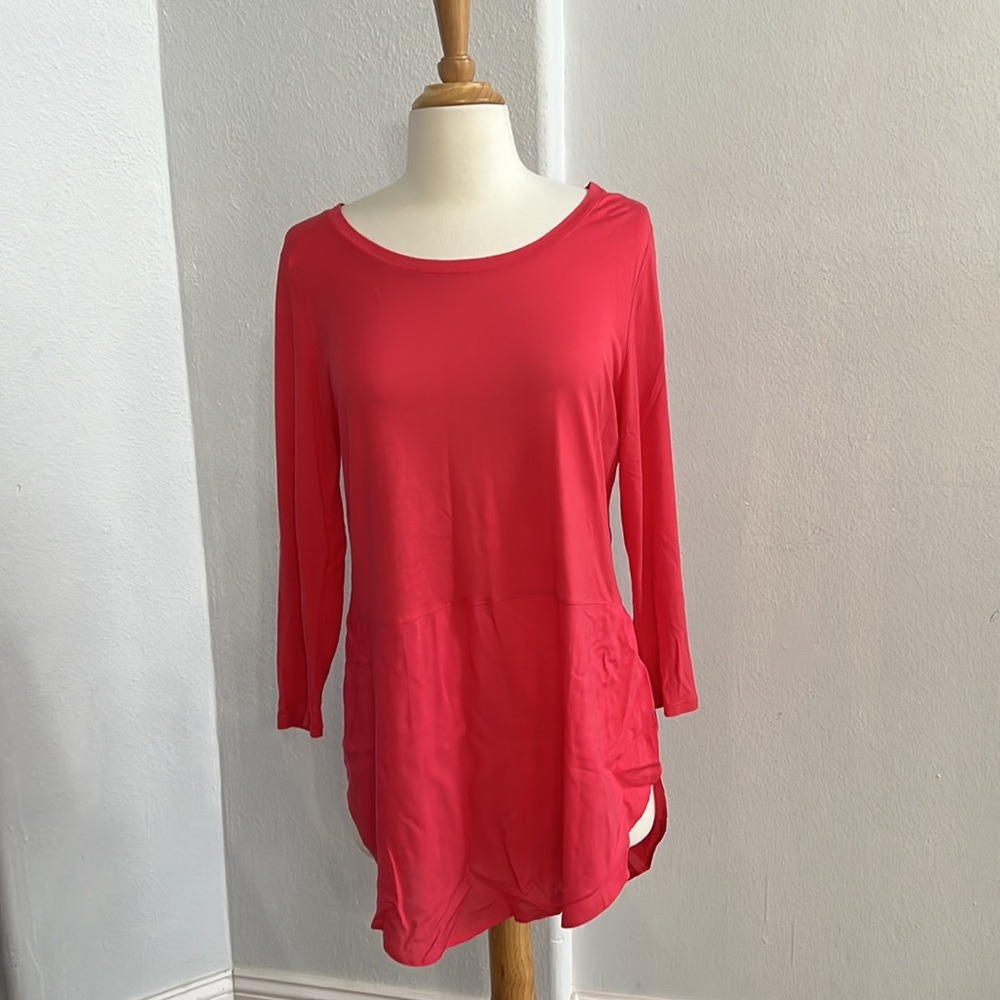 Two by Vince Camuto Women's Mixed Media Crewneck Tunic 3/4 SLV Size S